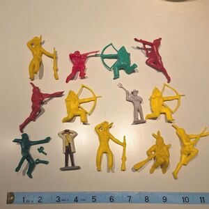 Vintage MARX Plastic Cowboy Native American Figures Toy Lot Multi Color AS IS